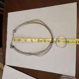 Clear Beaded Necklace, Glass Pendant